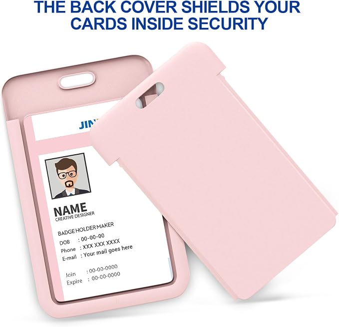 JINEASY ID 2 Pack Work ID Badge Holder Hard Plastic Vertical ID Badge Protector - Image 5