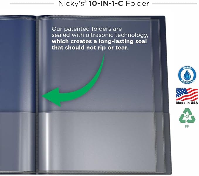 Nicky's® Multi Pocket Organizer, 10 or 14 Page Folder, Waterproof, Patented - Image 7