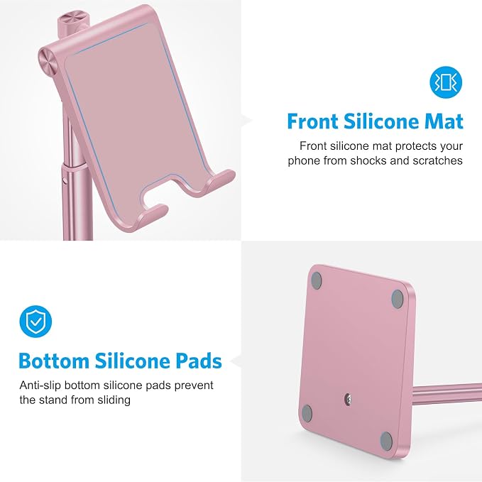 OMOTON Cell Phone Stand, Adjustable Angle Height Desk Phone Dock Holder - Image 5