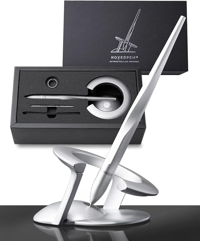novium Hoverpen Interstellar - German-engineered Ballpoint Pen with Magnetic Features, Starlight Silver-DeskLoop Office