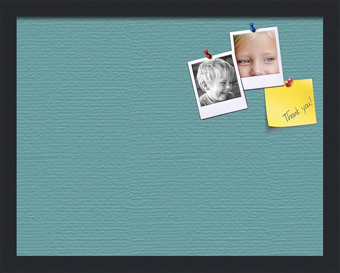 PinPix 18x14 Inch Cork Bulletin Board. This Decorative Framed Pin Board Comes with Aqua Pastel Design and a Satin Black Frame. Ideal for Home Office Decor or Message Board (PinPix-1806)-DeskLoop Office