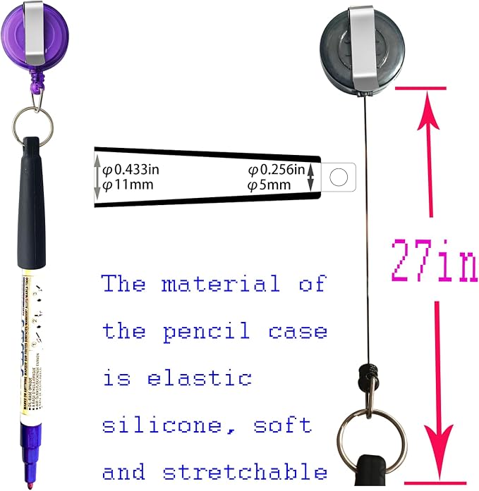 Duty Retractable Pull Pen Holder -Thick Nylon Cable- Ideal - Image 4
