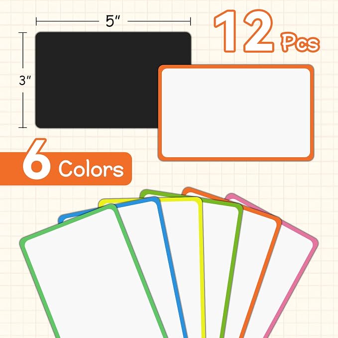 12 Pack Magnetic Dry Erase Labels 3x5 Inches - Image 2