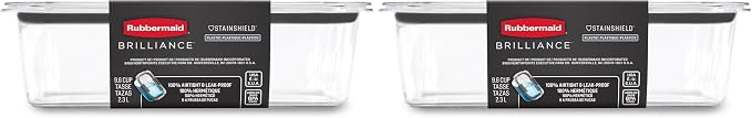 Rubbermaid Brilliance Food Storage Container, 9.6 Cup | Clear | Pack of 2 by Unknown