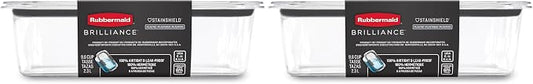 Rubbermaid Brilliance Food Storage Container, 9.6 Cup | Clear | Pack of 2 by Unknown