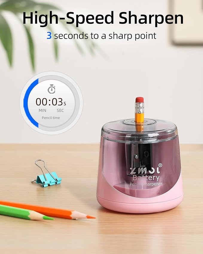 ZMOL Battery Powered Electric Pencil Sharpener, Small Battery Operated Pencil - Image 4