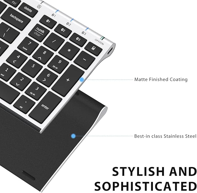 iClever BK10 Bluetooth Keyboard, Universal Bluetooth 5.1 Wireless Keyboard with Number Pad, Ergonomic Design, Multi-Device Compatibility, Stable Connection for Mac, iPad, iPhone, Android, Windows-DeskLoop Office