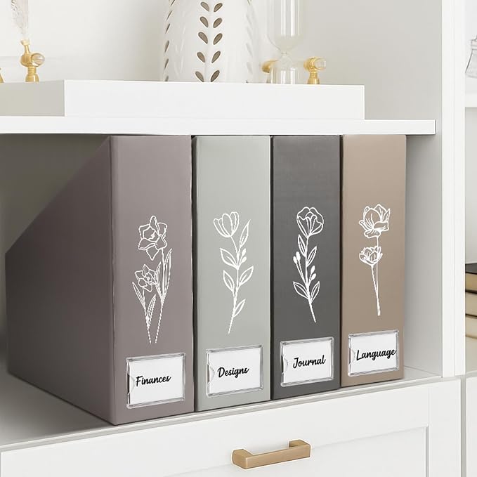 AmazingSpark Set of 4 Boho Floral Magazine File Holder Decorative Foldable - Image 5