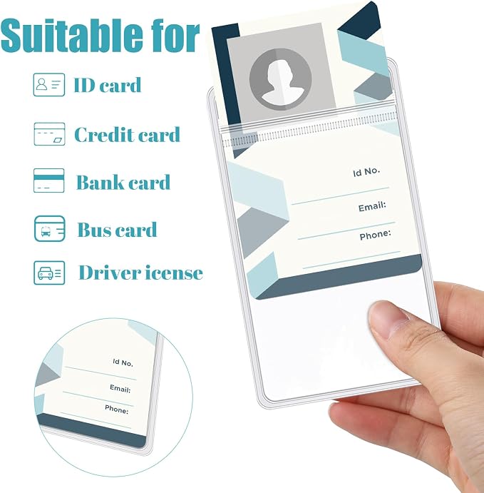 150 Pack Vertical ID Badge Holders Clear Plastic Waterproof Card Holder - Image 3
