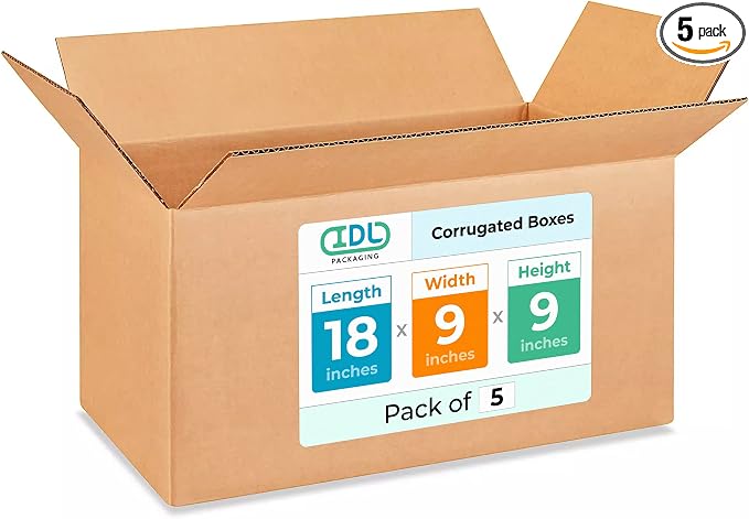 Long Moving & Shipping Boxes 18 x 9 x 9 inches by IDLPackaging