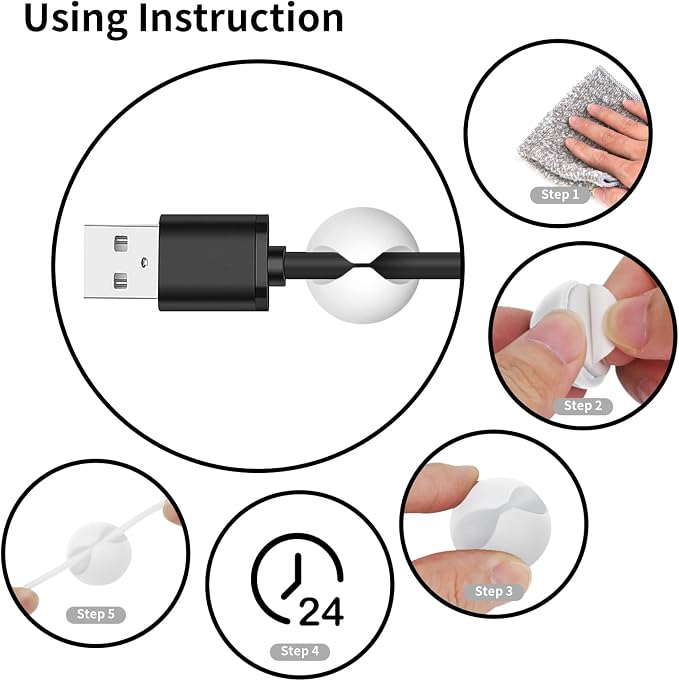 Flezoo Cord Holder Cable Clips, Office or Mouse - Image 7