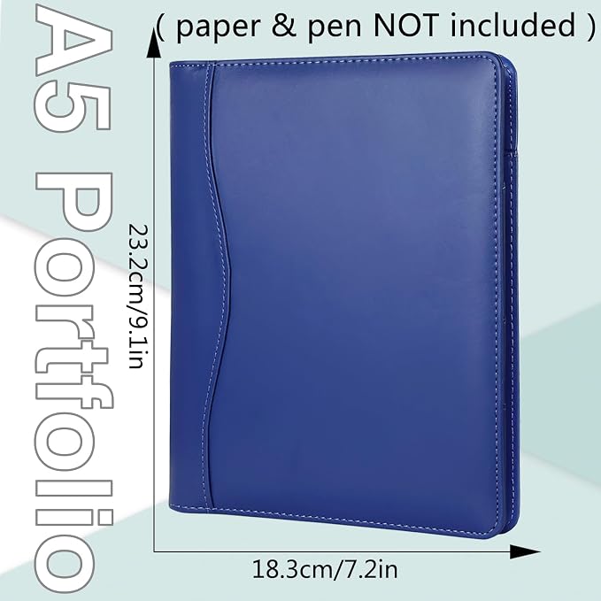 Leather Portfolio Binder 5 x 8, Mini Soft Leather Padfolio A5 Business Binder - Image 3