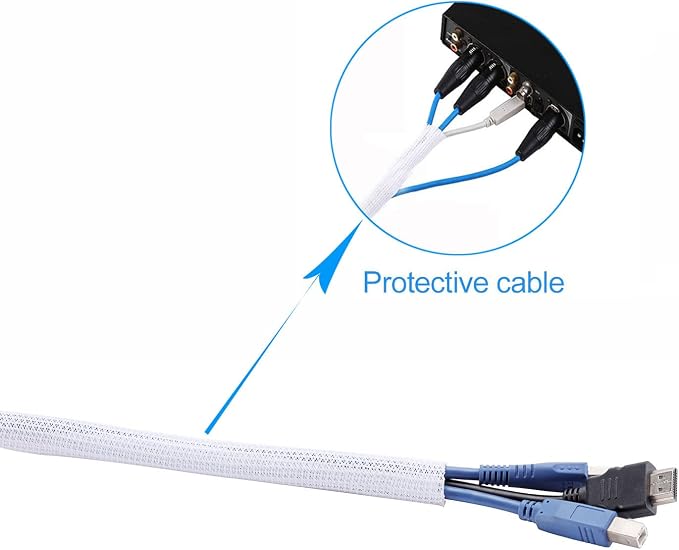 QCSIW 1/2" x25ft Braided Cable Sleeve – Split Self-Wrapping Wire Loom Tubing - Image 6