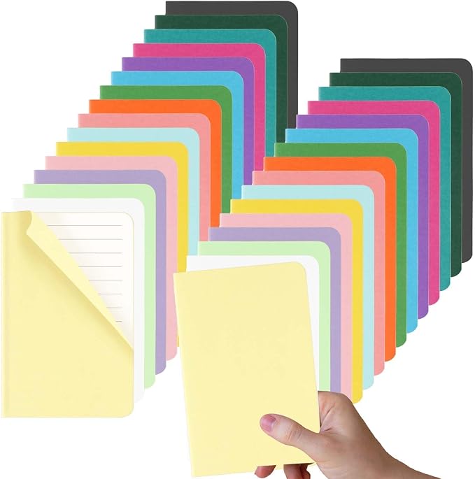 Oucaru 32PCS Mini Notebooks Bulk, 3.5" x 5.5", 16 Color, 60 Pages Lined Paper by Oucaru
