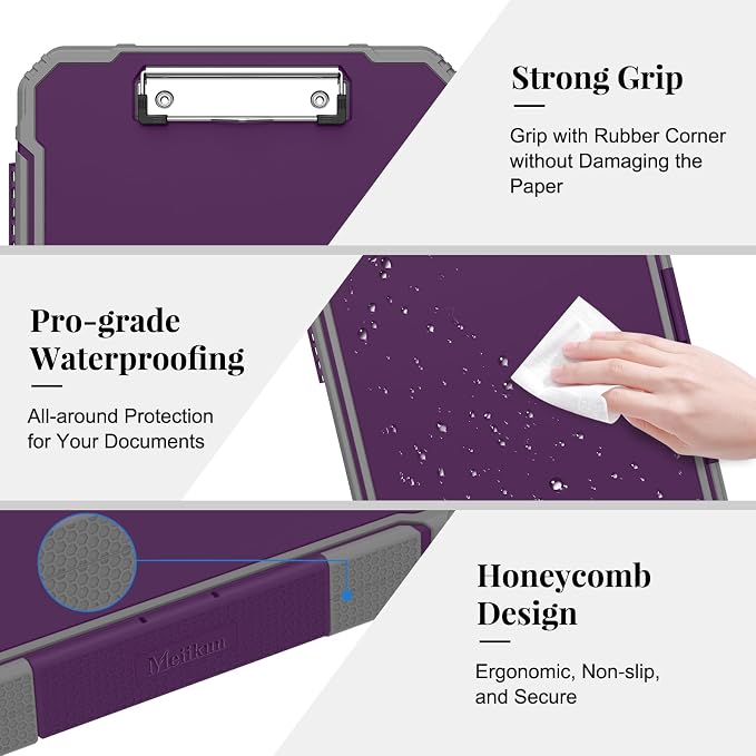 Meiikun Clipboard with Storage, Rugged Shockproof Protective, Internal Pen - Image 7