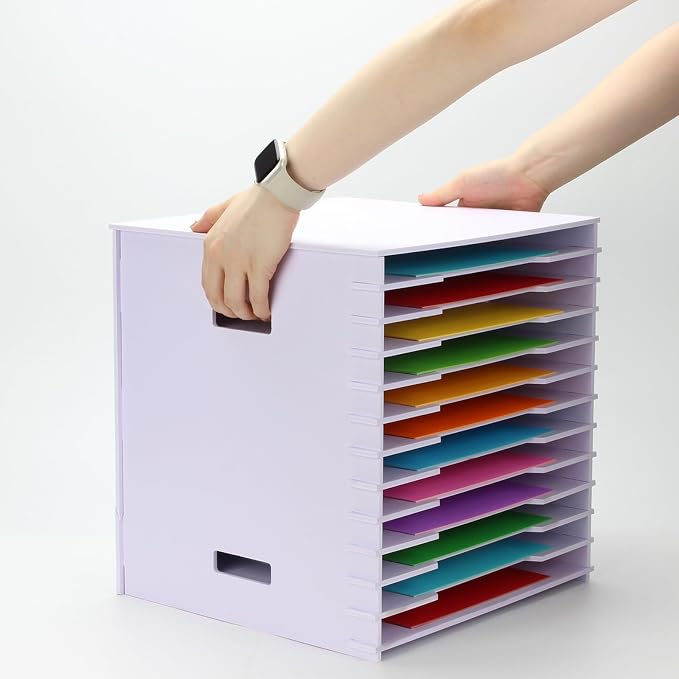 12 Tier 12" x 12" Scrapbook Paper Organizer, Document Holder Desktop Scrapbook - Image 6
