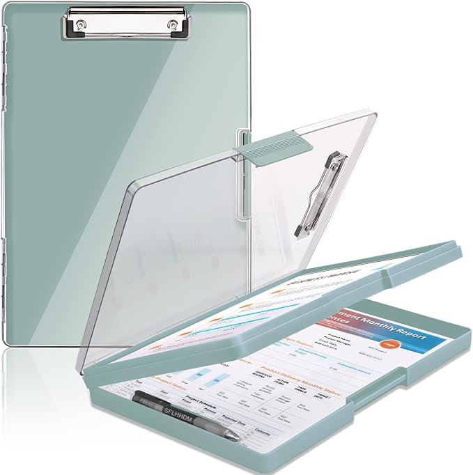 SFLHHDM Clipboard with Storage, Heavy Duty Clip Boards 8.5x11 with 2 Storage by SFLHHDM