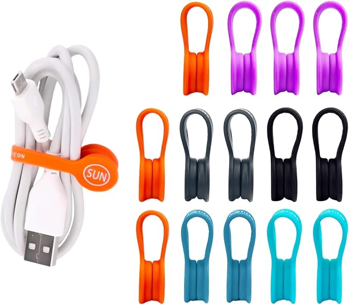 SUNFICON 18 Pack Magnetic Cable Clips Cable Organizers Earbuds Cords Winder - Image 9