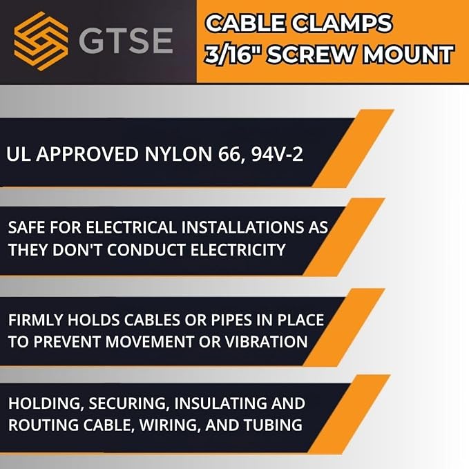 GTSE White Nylon Plastic Cable Clamps, 3/16" Screw Mounts - Image 6