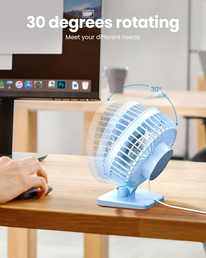 Gaiatop USB Desk Fan, Small But Powerful, Personal Portable Quiet 3 Speeds - Image 4