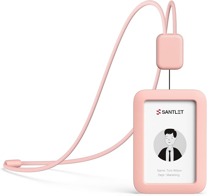 Lanyards for ID Badges Holder, SANTLET Silicone ID Badge Holder Name Card Case by SANTLET