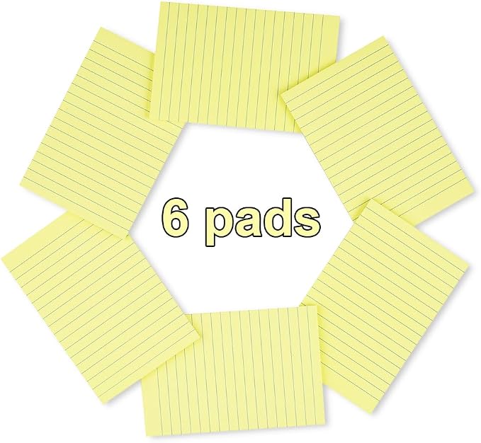 Lined Sticky Notes 4x6 in, Ruled Stickies Super Sticking Power, Office School - Image 2