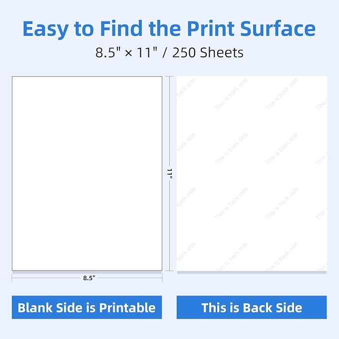Full Sheet Labels 8.5x11 for Laser & Inkjet Printers, 250 Sheets | Waterproof & - Image 2