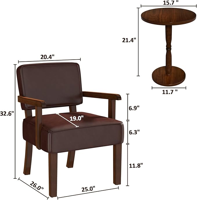 Accent Chair, PU Leather Living Room Chairs Oversize with Soft Seat and Armrests for Living Room Dinning Room Bedroom Reading Room Waiting Room-DeskLoop Office