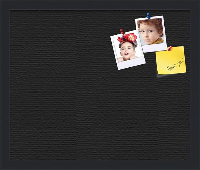 PinPix 18x15 Inch Cork Bulletin Board. This Decorative Framed Pin Board Comes with Solid Black Design and a Satin Black Frame. Ideal for Home Office Decor or Message Board (PinPix-622)-DeskLoop Office