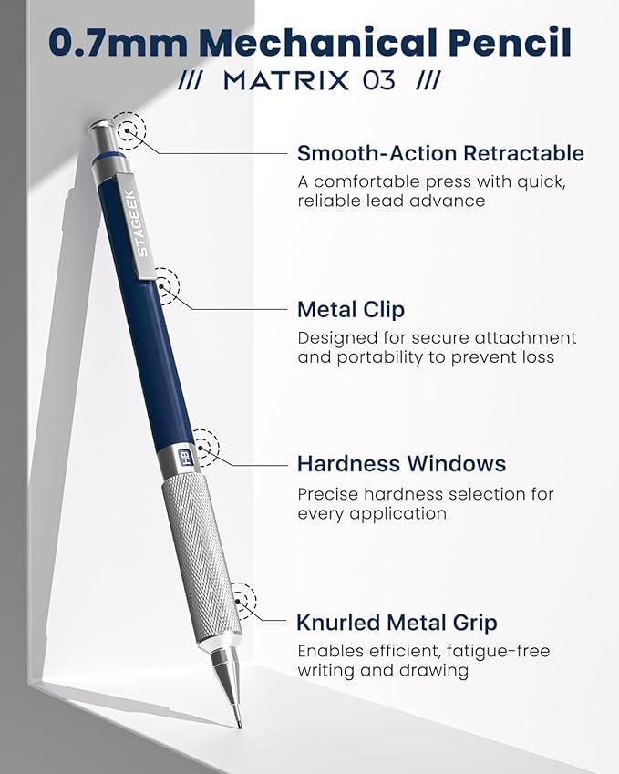 STAGEEK 0.7 mm Mechanical Pencil, Metal Art & Drafting Pencil - Image 2