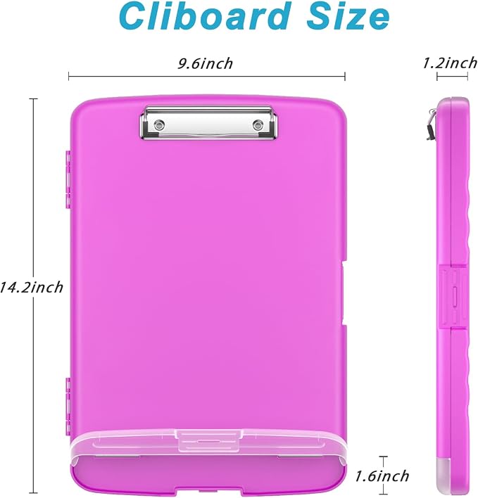 Rimilak Plastic Clipboard with Storage, 8.5 x 11 High Capacity Folio Nursing - Image 2