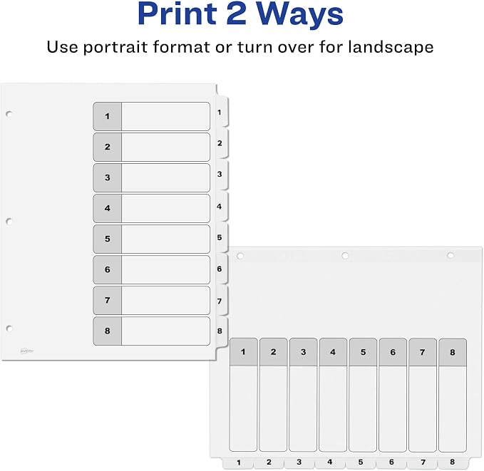 Avery 8 Tab Dividers for 3 Ring Binders, Customizable Table of Contents - Image 3