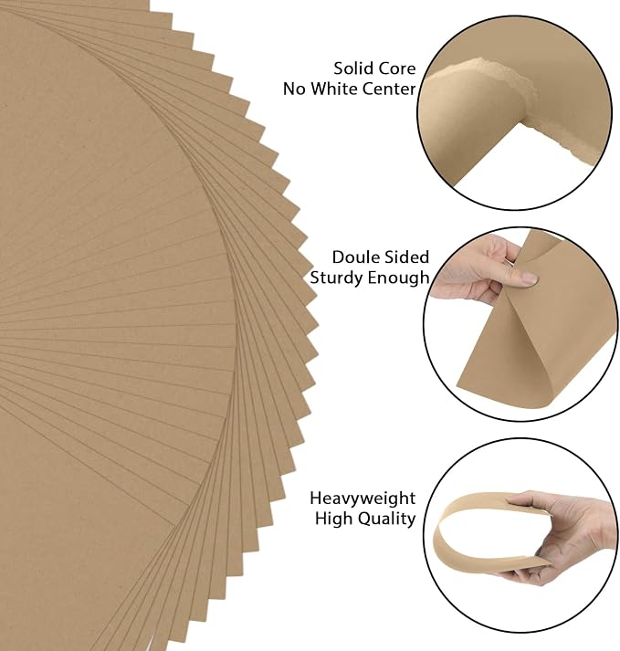 OcePor 100 Sheets Brown Cardstock Paper, Colored Printer Paper 8.5 x 11 - Image 3