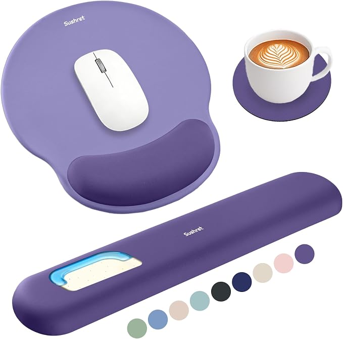 Sushret Mouse Pad and Keyboard Wrist Rest, 3-in-1 Gel Memory Foam Ergonomic by Sushret