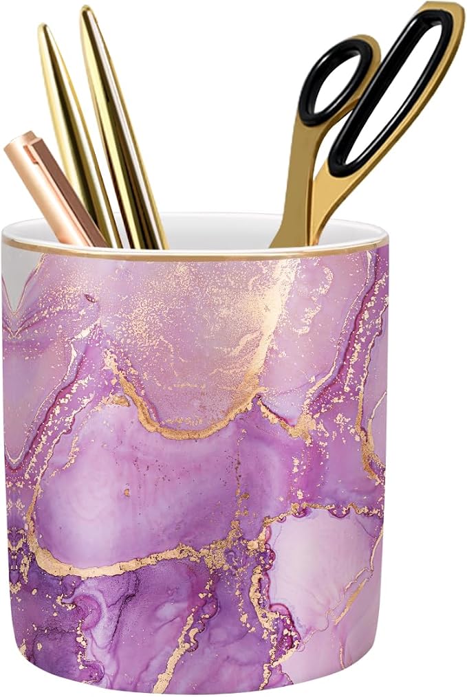 Pen Holder for Desk, Cute Ceramic Pencil Holder, Pen Cup Marker Holder Makeup by WAVEYU