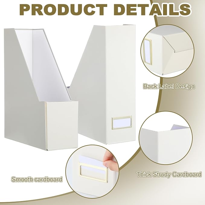 Gueevin Set of 6 Magazine File Holders, Sturdy Cardboard Desk Magazine Organizer - Image 3