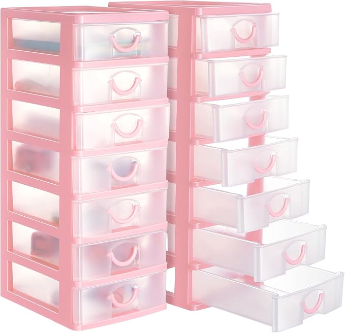 Thyle 2 Pcs Plastic Drawers Organizer Mini Organizer Stackable Plastic Clear by Thyle