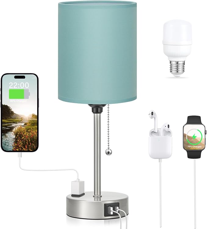 Dicoool Teal Bedside Lamp for Nightstand - Image 7