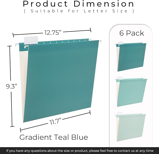 Y YOMA 6 Pack Gradient Hanging File Folders Letter Size Decorative Hanging - Image 5