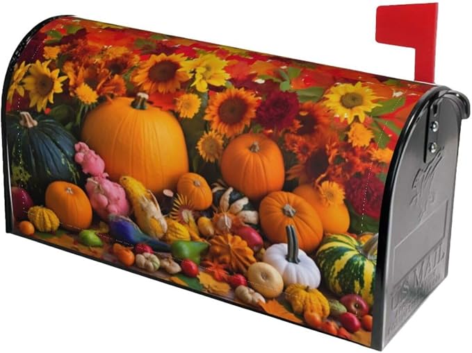 Fall Pumpkin Welcome Magnetic Mailbox Cover, Mailbox Wrap Decorative by Ouqiuwa