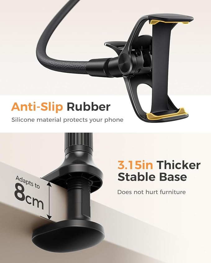 SAIJI Gooseneck Phone Holder for Bed Overall Length 38.6” Flexible Leather - Image 4