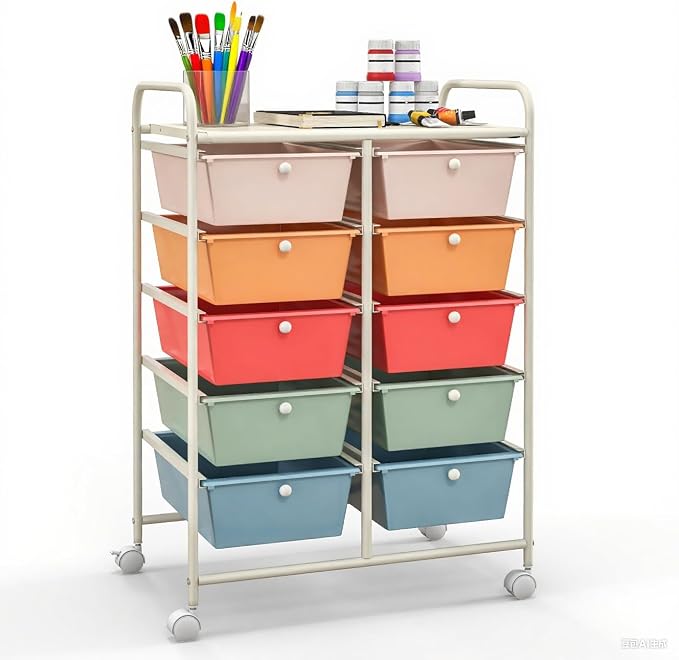 GLACER 10 Drawer Rolling Cart, Storage Cart by GLACERGrowupinhappiness