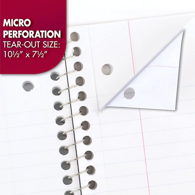 Mead Spiral Notebook, 4 Pack, 1 Subject, Wide Ruled Paper, 7-1/2" x 10-1/2" - Image 5