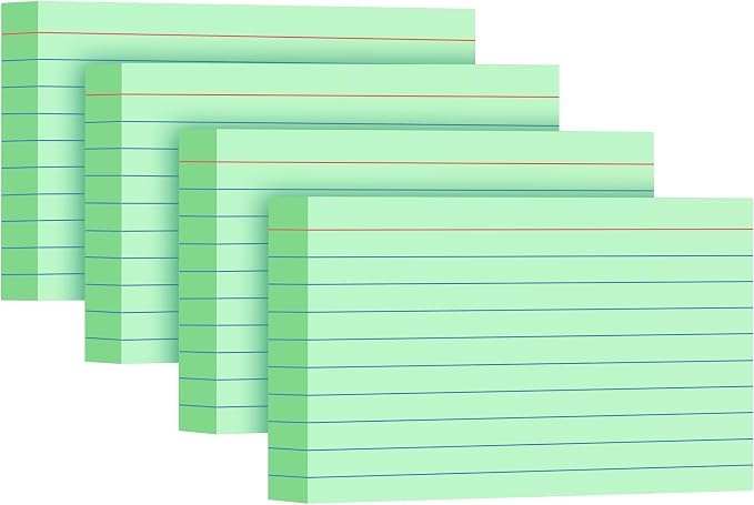 Green Index Cards 3x5, 200 Pack, Ruled Index Cards, Flash Cards by YIZUUN