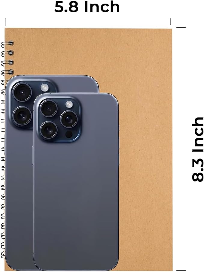 6 Pack Lined Journal Spiral Notebook College Ruled, 5.8 x 8.3, 120 Pages (60 Sheets), 100 GSM Thick Paper Notebooks, Daily Writing Journals for Men and Women, Work, Office & School Supplies-DeskLoop Office