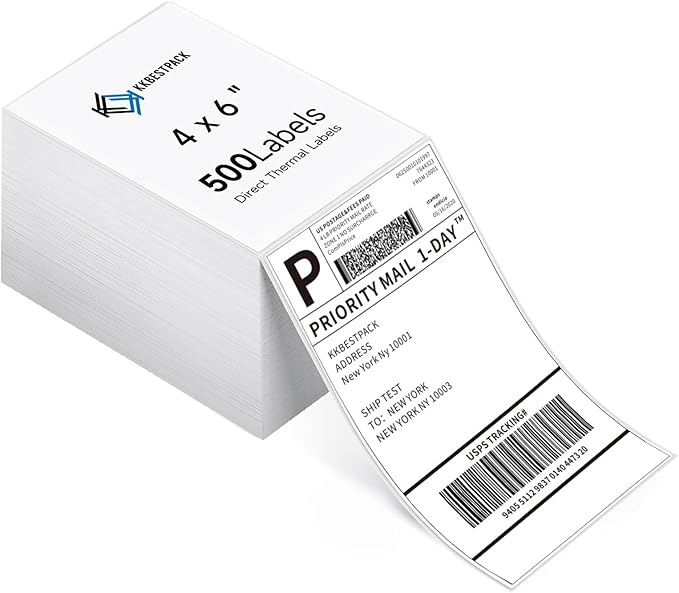 KKBESTPACK Fan Fold 4x6 Direct Thermal Shipping Labels (500 Labels)-DeskLoop Office