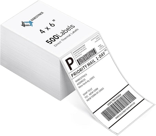 KKBESTPACK Fan Fold 4x6 Direct Thermal Shipping Labels (500 Labels)-DeskLoop Office
