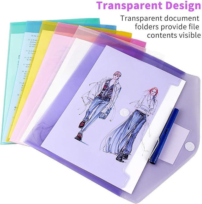 11 Pack Plastic Poly Filing Envelopes, 6 Assorted Color - Image 5
