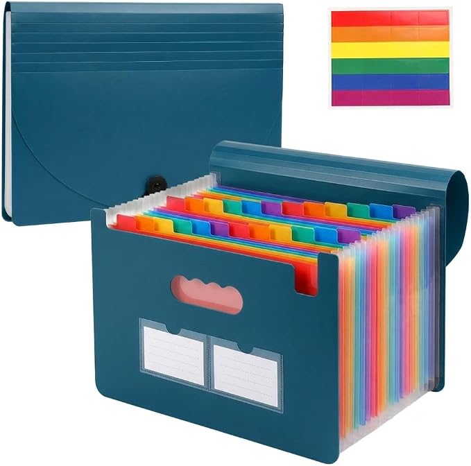 13 Pockets Accordion File Organizer, Portable Expanding File Folder by Respleiej