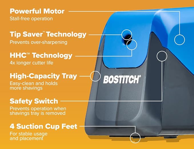 Bostitch Office Battery Pencil Sharpener, 4X Longer Cutter Life, Tip Saver - Image 5